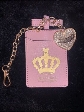 Juicy Couture Keychain & Card Holder with Gold Crown and Heart Charm